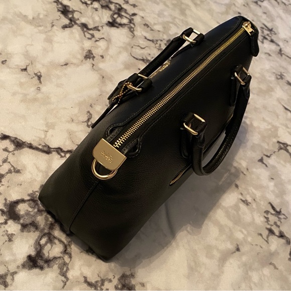 Coach Black Pebbled Leather Georgia Satchel Handbag CR156 - Picture 5 of 10